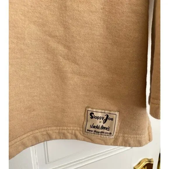 Sloppy Joe Collar 02 Beige Tan Pullover Rugby Sweatshirt Oversized Size 1 - Picture 5 of 8
